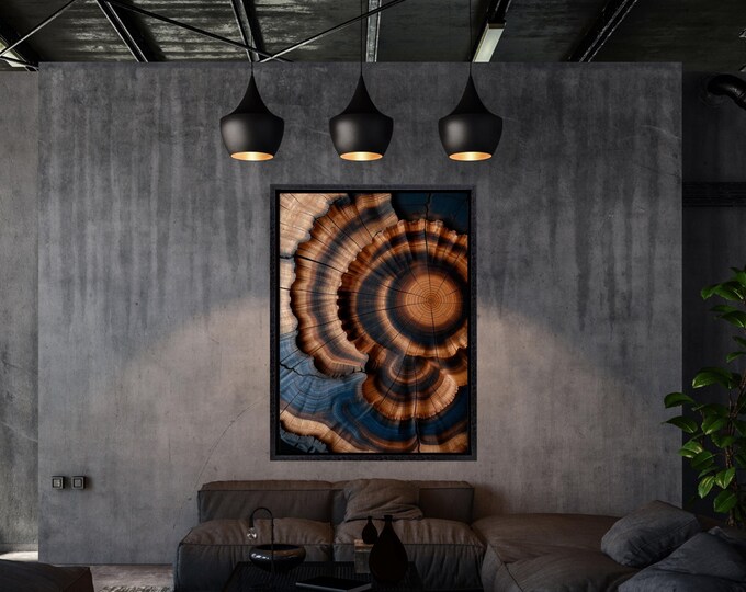 Abstract Tree Ring Canvas Art: Modern Farmhouse Wall Decor