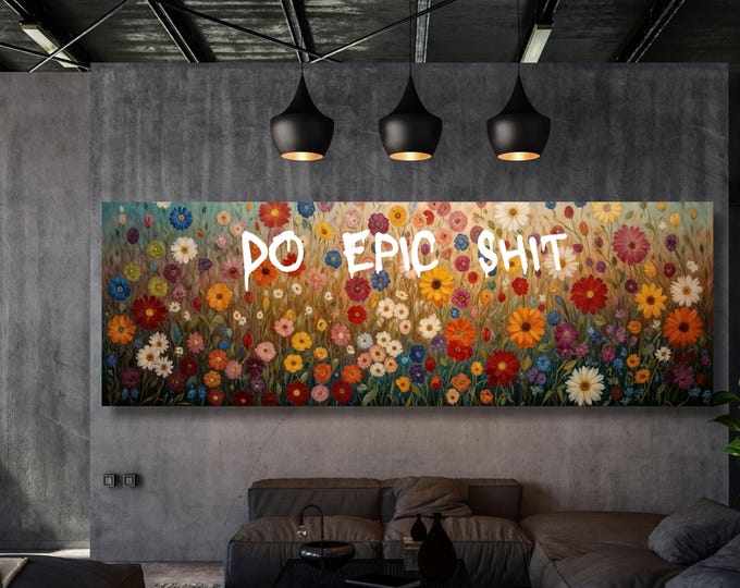 Motivational Floral Canvas Wall Art, Chic Office Home Decor Print