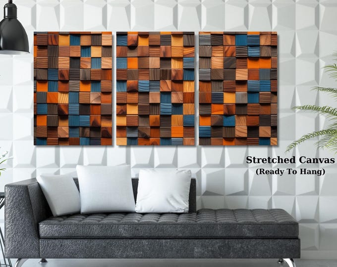 Wood Texture Canvas Art, Set of 3, Modern Abstract Wall Decor