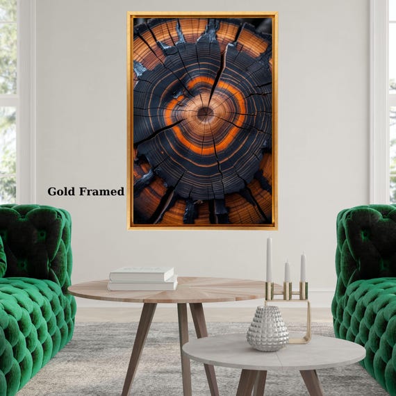 Tree Ring Canvas Wall Art, Rustic Wood Slice Print, Nature Tree Trunk Artwork, Minimalist Wooden Texture Canvas, Modern Rustic Wall Decor