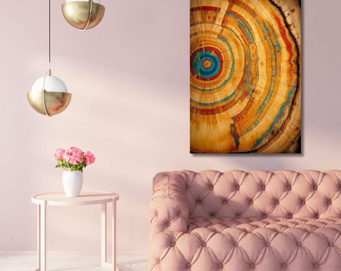 Wood Tree Ring Print: Abstract Natural Canvas Wall Art