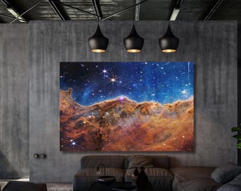 James Webb Telescope First Image Canvas Print, Deep Field Galaxy Astronomy Wall Art
