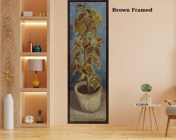 Long Narrow Vincent van Gogh Flame Nettle in a Flowerpot Canvas Wall Art Botanical Classic Fine Art Print for Vintage Home or Gallery Decor