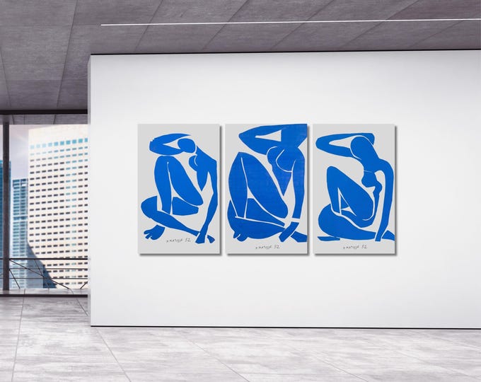 Matisse Blue Woman Canvas Prints: Minimalist Abstract Figure Gallery Poster