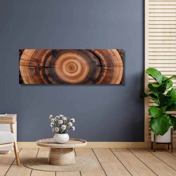 Panoramic Tree Rings Canvas Art: Elegant Natural Home Decor