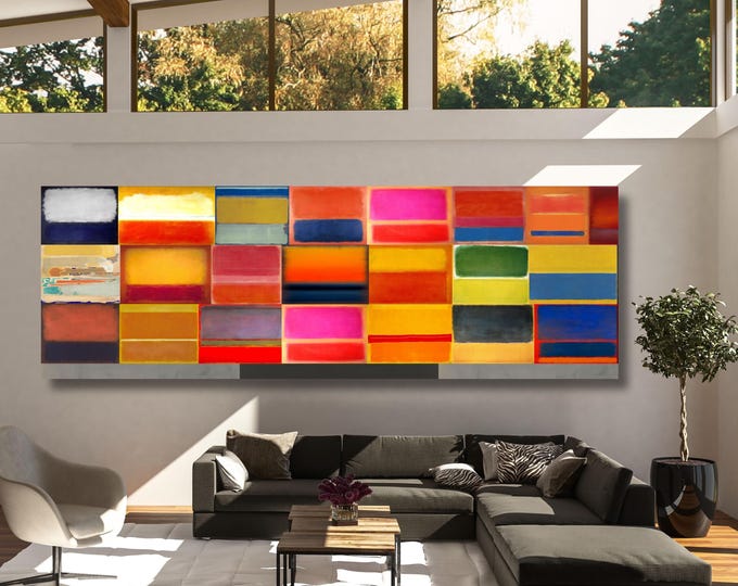 Mark Rothko Canvas Art, Large Panoramic Wall Print, Exhibition Style Home Decor