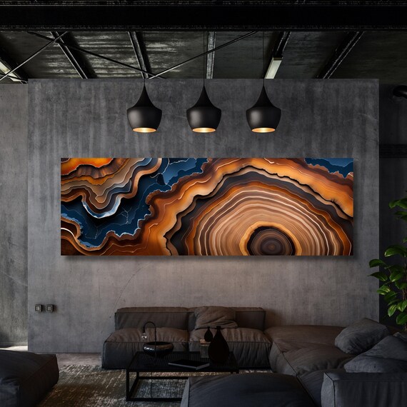 Panoramic Tree Rings Canvas Wall Art Elegant Natural Wall Art Great Design Solution for Echo Tree Ring Print of stump, Tree ring Canvas art