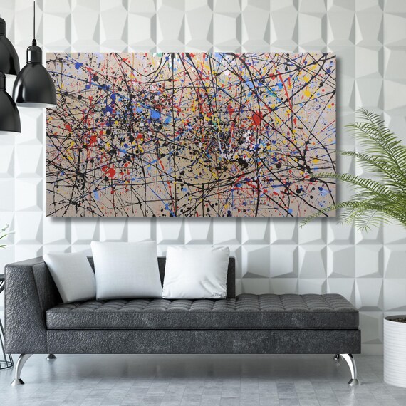 Pollock Style Canvas Wall Art, Abstract Drip Painting Print, Modern Splatter Art, Jackson Pollock Inspired Canvas, wall hangings Wall Decor