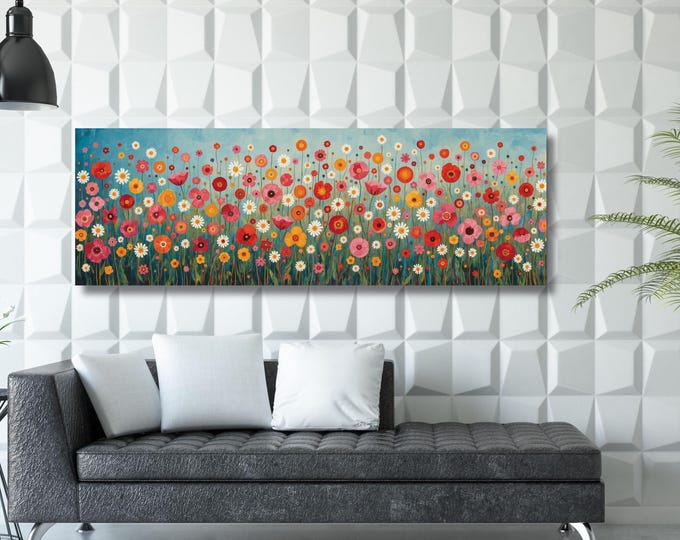 Klimt Floral Canvas Print, Botanical Garden Wall Art