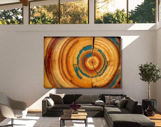 Wood Stump Canvas Wall Art, Tree Ring Print, Abstract Texture