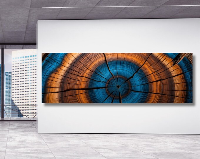 Panoramic Tree Rings Canvas: Natural Wood Wall Art