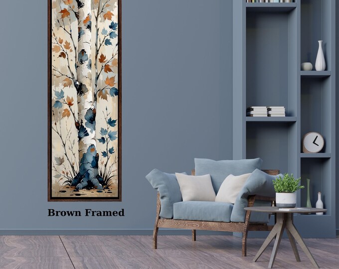 Tall Narrow Canvas Print: Nature Scene with Poplar Tree (Ready to Hang)