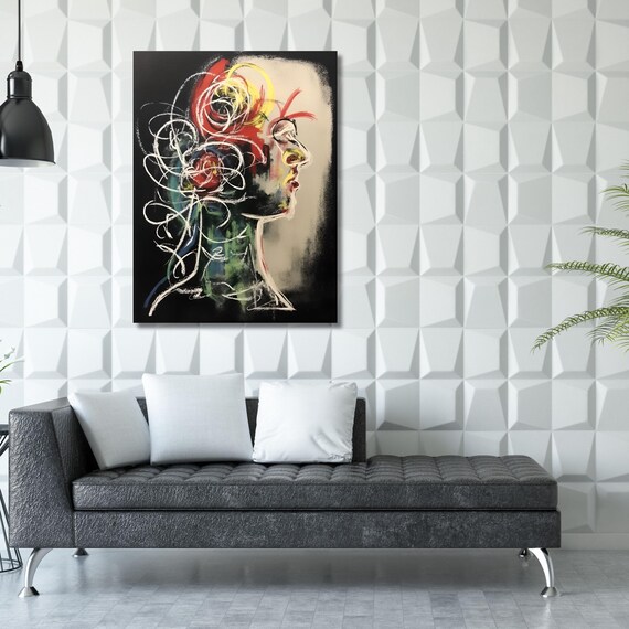 Picasso Style Abstract Face Canvas Art: Modern Home Decor