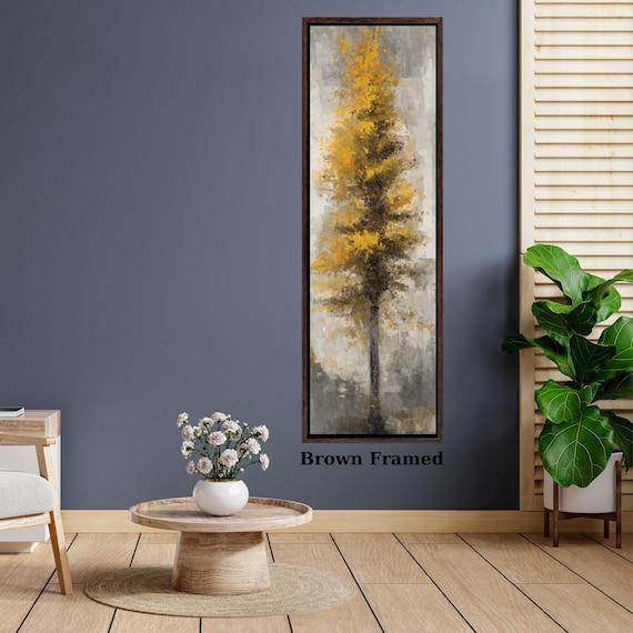 Modern Nature Canvas Wall Art, Minimalist Botanical Print, Neutral Color Long Narrow Wall Art, Vintage Style Home Decor, Wall Hangings