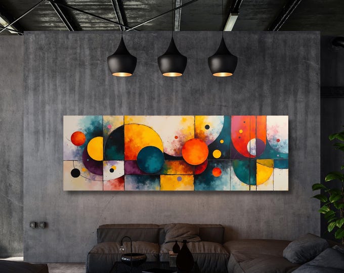 Wassily Kandinsky Style Canvas Wall Art, Abstract Geometric Print, Ready to Hang Home Decor