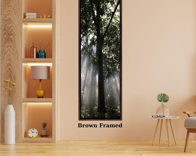 Forest Sun Rays Canvas Wall Art – Long Panoramic Nature Light Beams Decor