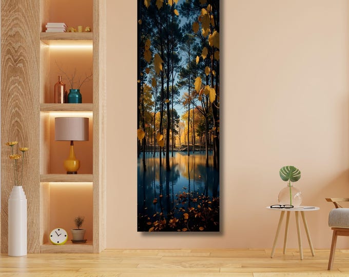 Full Moon Wildflower Canvas Art: Enchanted Forest Landscape