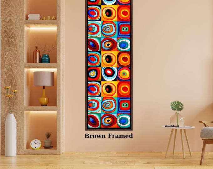 Vertical Nature Canvas Wall Art: Tall Narrow Modern Geometric Print