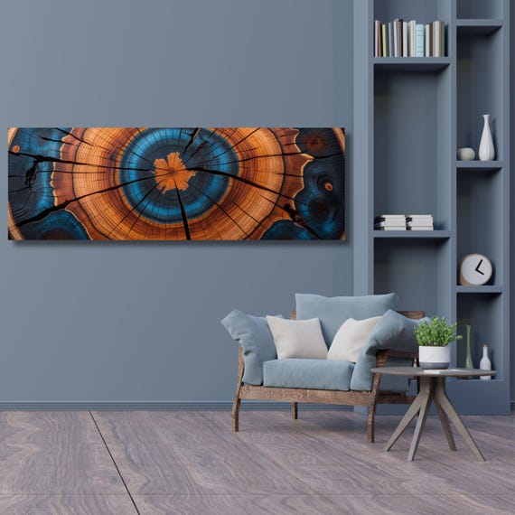 Panoramic Tree Ring Canvas Art: Elegant Natural Wall Decor