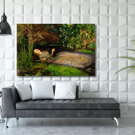Ophelia by John Everett Millais Canvas Wall Art Pre-Raphaelite Woman Millais Reproduction Decor Millais Giclee Wall Art Decor Gifts art