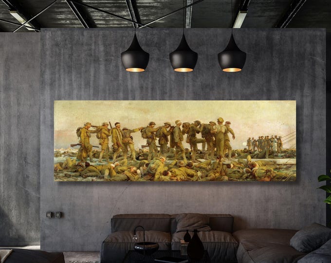 Vintage Military Canvas Print, World War Soldier Art, Office Decor