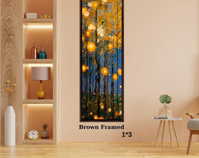 Nature Canvas Wall Art, Tall Trees and Mountains (Vertical, Narrow)