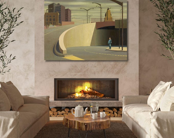 Cinematic Urban Solitude Print Concrete Curve Road Infrastructure Fine Art Poster Design