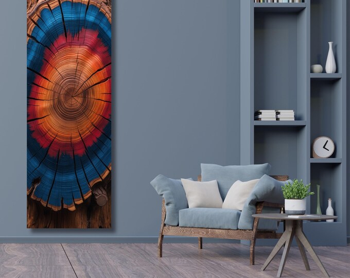 Panoramic Tree Rings Canvas Art: Natural Wood Stump Print