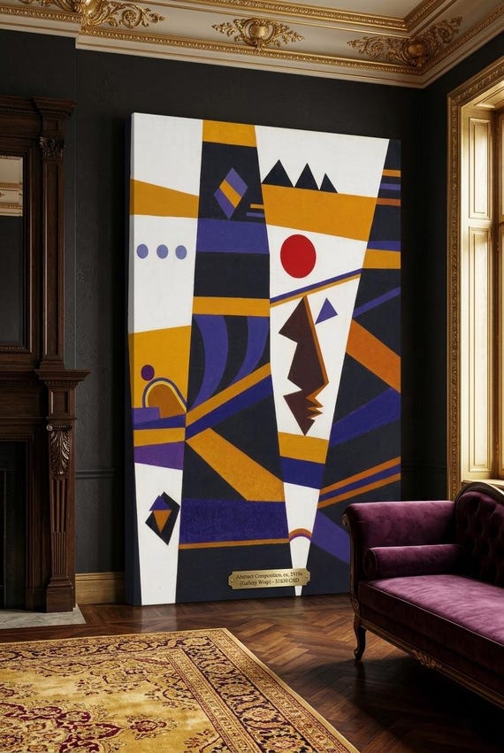 Wassily Kandinsky Abstract Canvas Wall Art, Geometric Bauhaus Print, Mid Century Modern Decor, Colorful Abstract Composition, Gallery Canvas