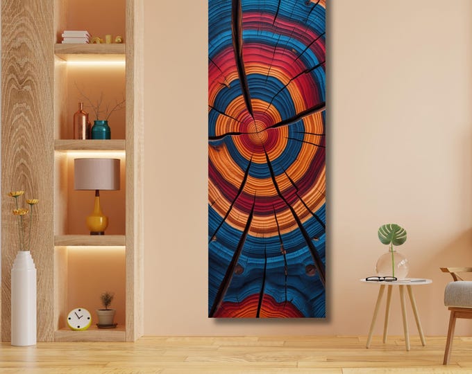 Panoramic Tree Rings Canvas Art: Elegant Natural Wall Decor