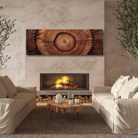 Tree Rings Canvas Wall Art: Eco-Friendly Natural Wood Print