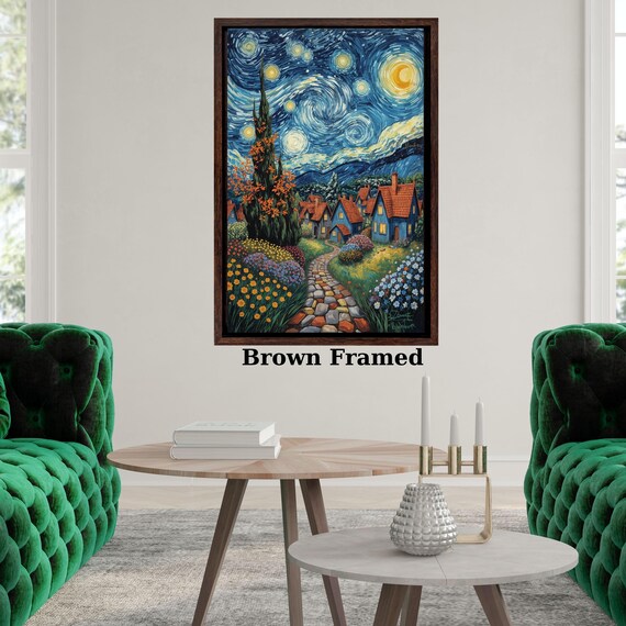 Klimt Style Moonlit Night Canvas, Starry Floral Landscape Wall Art, Mystical Nature Print, Full Moon Garden Canvas, Art Nouveau Decor art