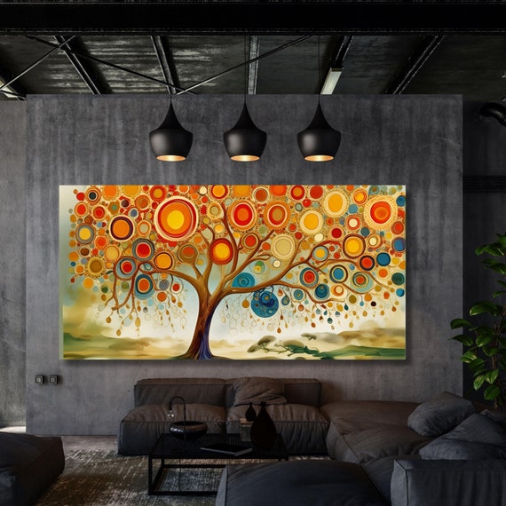 Gustav Klimt Style Tree of Life Canvas Wall Art Yggdrasil Painting,Klimt Canvas Poster,Gustav Klimt Poster, Klimt Exhibition Painting,Flower