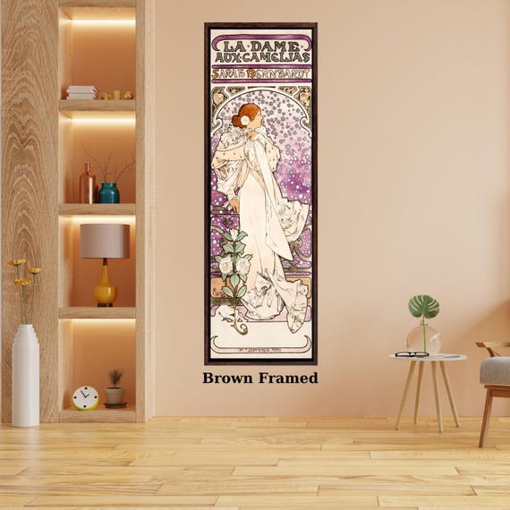 Alphonse Mucha La Dame aux Camelias Print – Art Nouveau Floral Canvas Wall Art