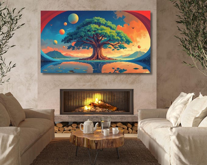 Tree of Life Gustav Klimt Watercolor Canvas Wall Art Print Poster