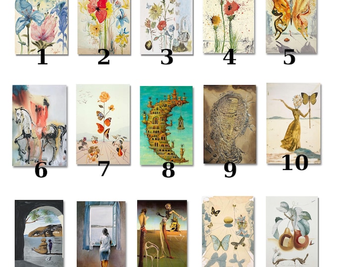 Custom Salvador Dali Wall Art Set: Choose 3 and  set 2 and 1 prc Flower & Butterfly Prints