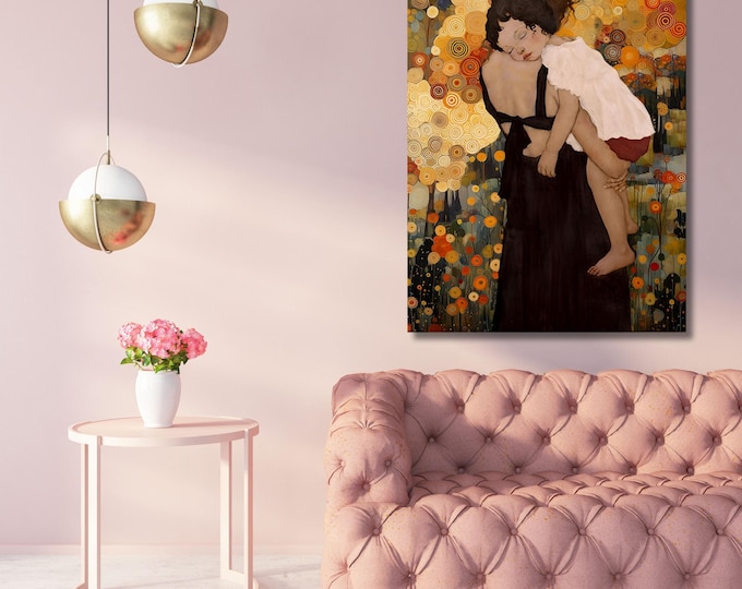 Klimt Mother and Child Canvas Print, Museum Wall Art