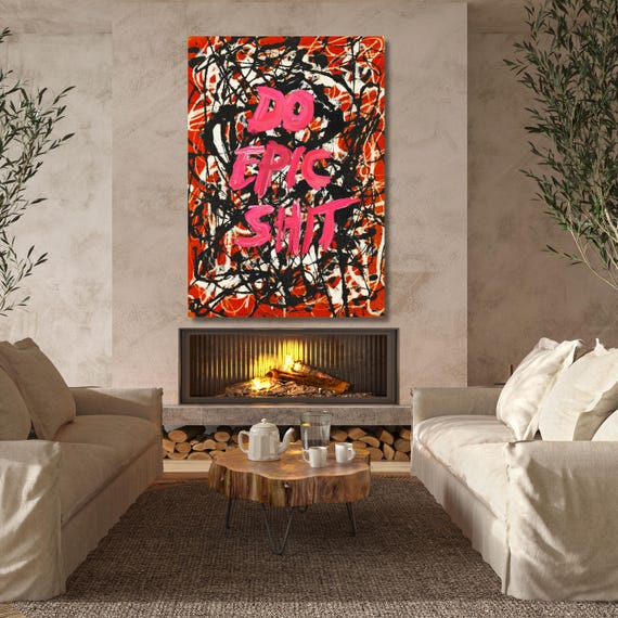 Do Epic Shit Pollock Canvas Wall Art Pollock Abstract Art  Mystical Boho Print Terracotta Colours Modern Minimalist Art Ready to Hang gift