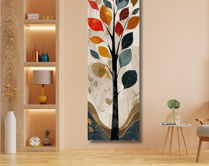 Nature Canvas Print, Tall Vertical Sun Tree or Mountain (Hallway Size)