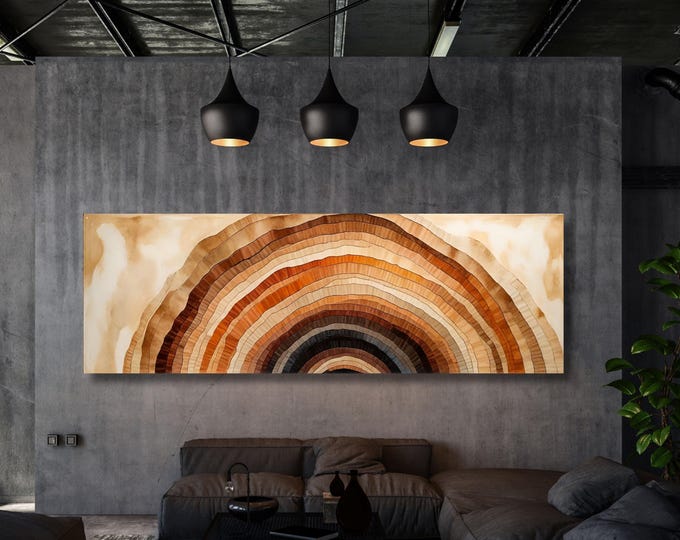 Large Tree Rings Wood Look Canvas Print,Abstract Tree Stump Canvas Wall Art Rustic Hanging Wall Decor for Living Room or Office wall art