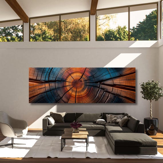 Panoramic Tree Ring Canvas Art: Elegant Natural Wall Decor