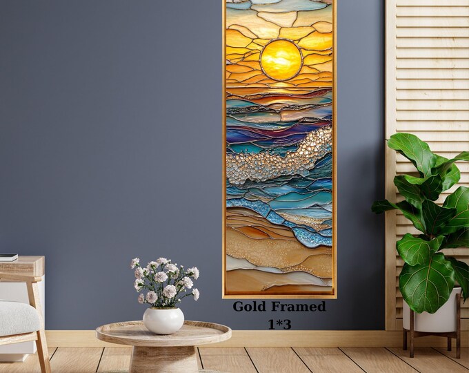 Vertical Leaf Canvas Print, Tall Hallway Wall Art, Modern Nature Decor