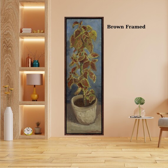 Long Narrow Vincent van Gogh Flame Nettle in a Flowerpot Canvas Wall Art Botanical Classic Fine Art Print for Vintage Home or Gallery Decor