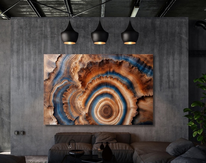 Tree Ring Canvas Wall Art, Wood Texture Stump Print, Natural Elegant Home Decor