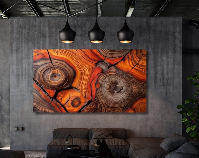 Tree Ring Canvas Art: Abstract Wood Texture - Natural Cotton Fabric