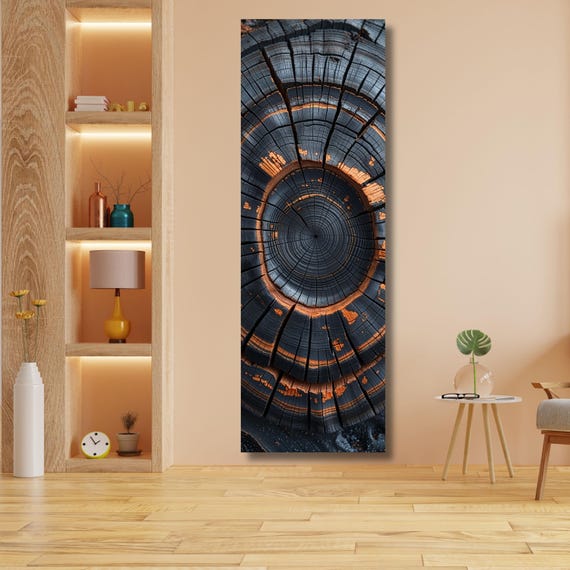 Long Narrow Tree Rings Canvas Wall Art Elegant Natural Wall Art Great Design  Echo Tree Ring Print of stump, Tall and Thin Canvas art print