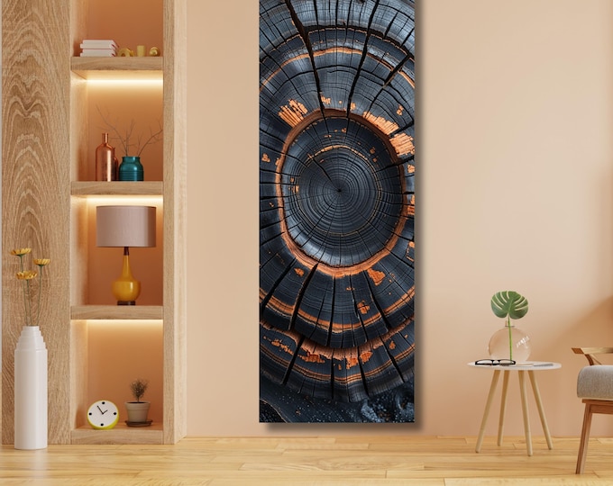 Long Narrow Tree Rings Canvas Wall Art Elegant Natural Wall Art Great Design  Echo Tree Ring Print of stump, Tall and Thin Canvas art print