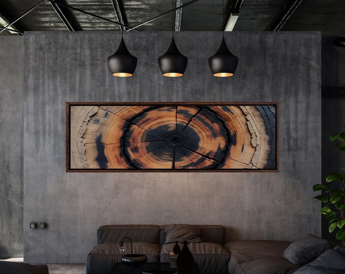 Panoramic Tree Rings Canvas Art: Elegant Natural Home Decor