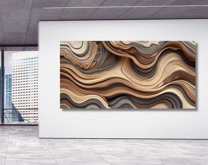 Abstract Wood Texture Canvas Art, Natural Tree Ring Print, Elegant Wall Decor