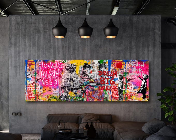 Banksy Graffiti Canvas Wall Art, Dream Big Poster, Office Living Room Decor